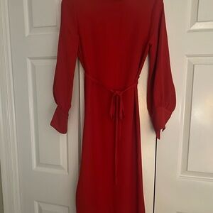 Banana Republic Vibrant Red Long Sleeve Dress